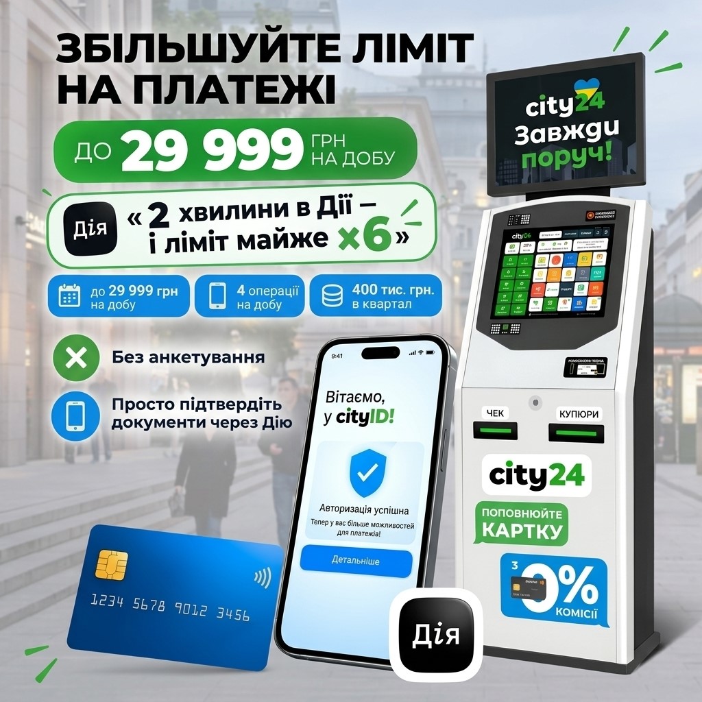 CityID Silver: «2 минуты в Дия – и лимит почти ×6» до 29 999 грн, 4 операции в сутки, 400 тыс. грн. в квартал