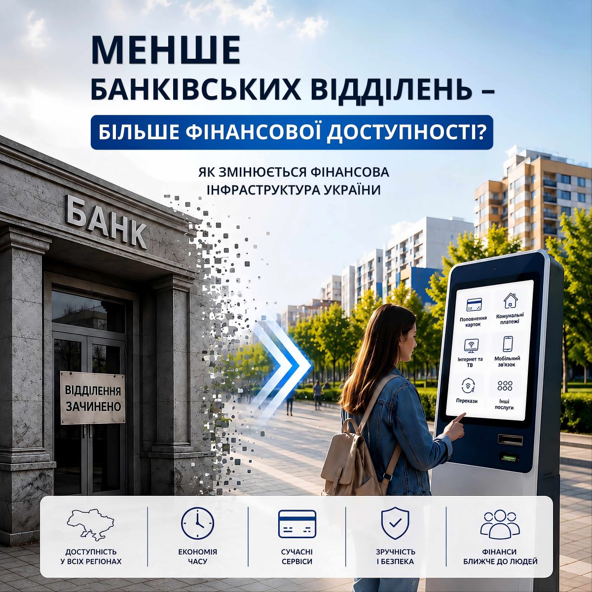 Менше банківських відділень – більше фінансової доступності? Як змінюється фінансова інфраструктура України
